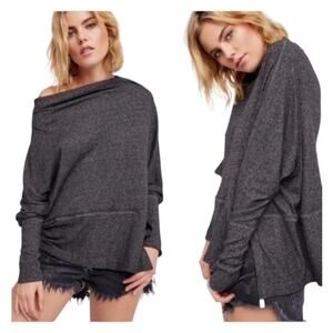 Free People Blouse Top Womens XS London Town Heather Gray Rubbed